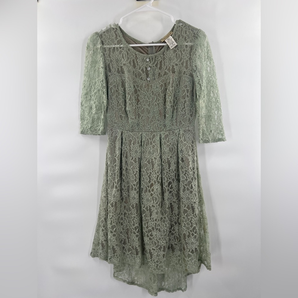 Moon collection green lace high low dress size S